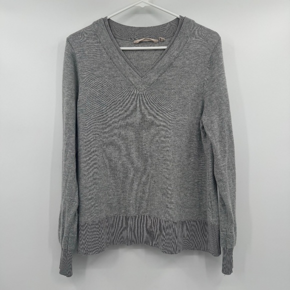 Soft Surroundings Sweater Women Large Gray Wool Alpaca Blend V-Neck Long Sleeves - Picture 1 of 11